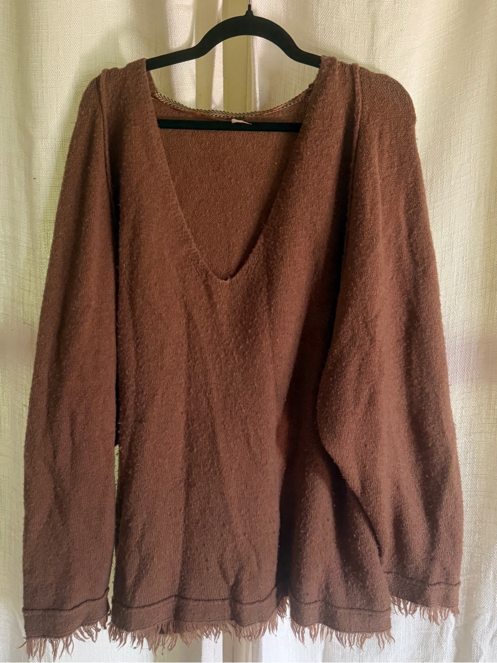Free People Rust V-Neck Pullover Sweater